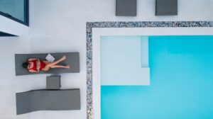 Young woman resting in rental property